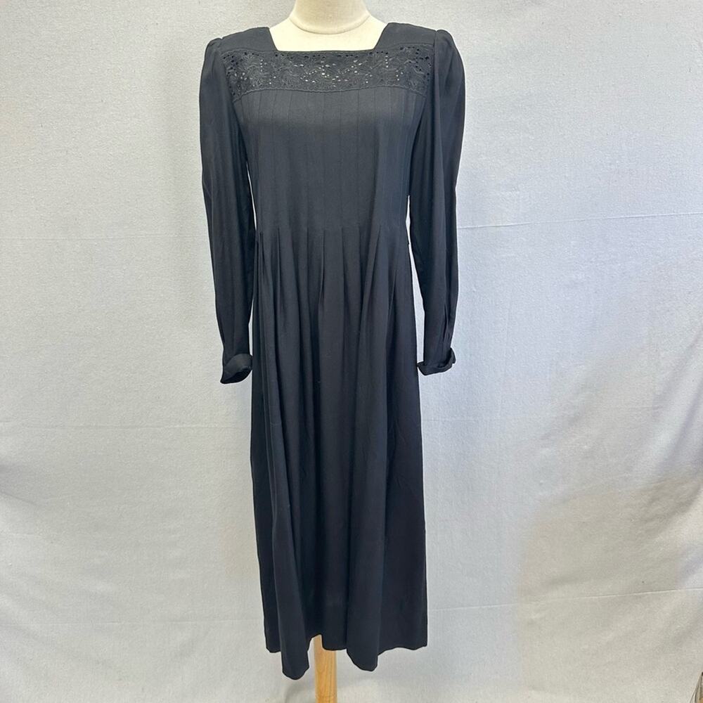 Vintage‎ 90s Sarah Elizabeth Victorian Renaissance Goth black maxi dress size 8
